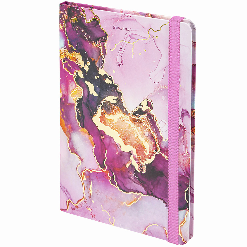 Изображение товара Блокнот BRAUBERG А5 Мрамор Мультицвет с резинкой 370449