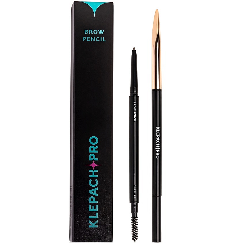 Изображение товара KLEPACH.PRO Карандаш для бровей автоматический с щеточкой, 01 taupe, серо-коричневый