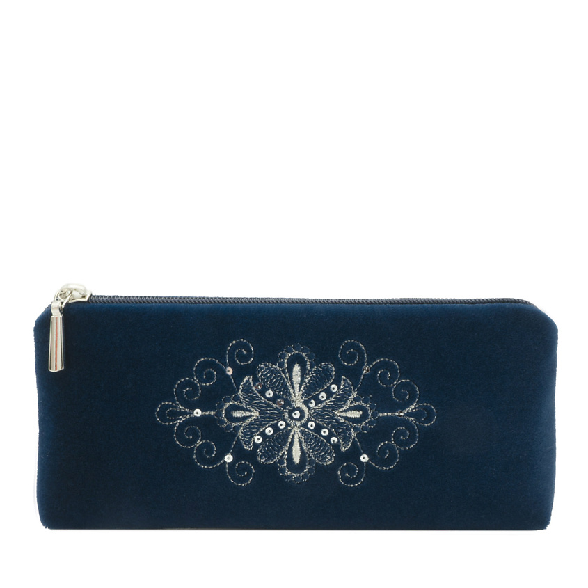 Изображение товара Очечник бархатный с серебряной вышивкой 395 ТОРЖОКСКИЕ ЗОЛОТОШВЕИ синего цвета