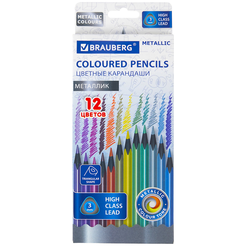Изображение товара BRAUBERG Карандаши цветные METALLIC, Мультицвет