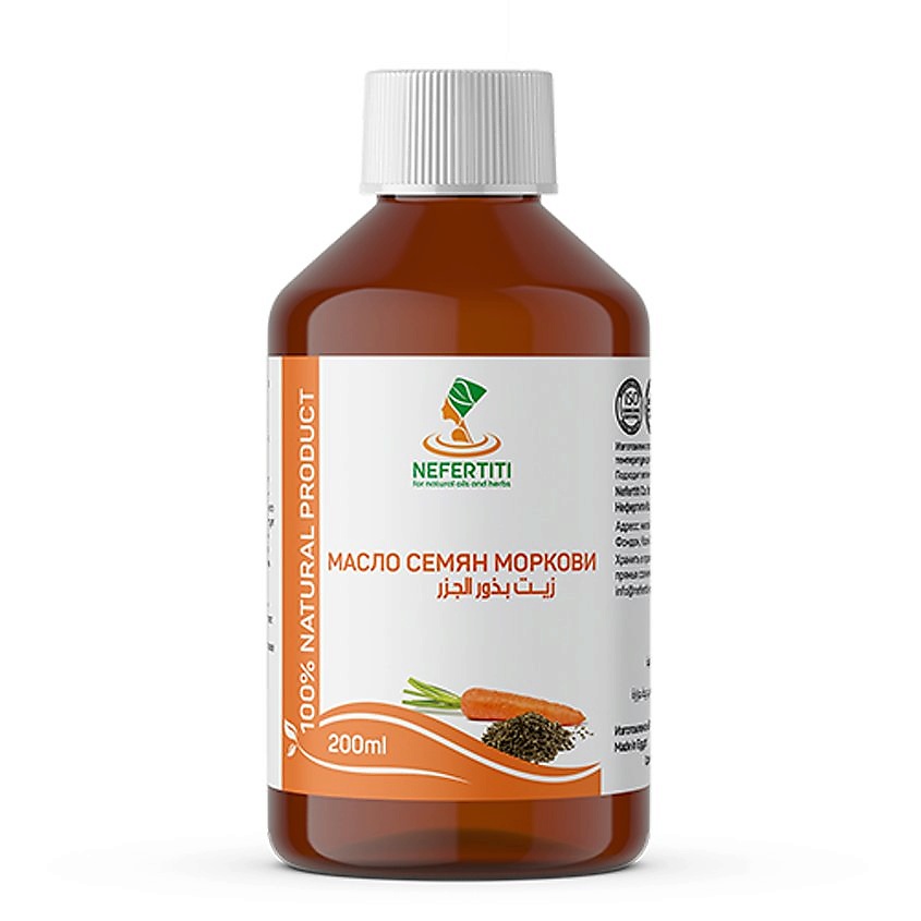Изображение товара NEFERTITI FOR NATURAL OILS AND HERBS Масло семян моркови холодного отжима, 200 мл