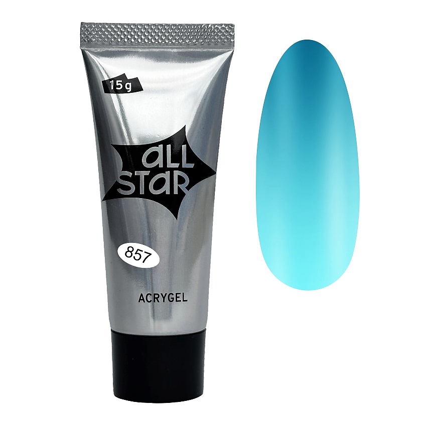 Изображение товара ALL STAR профессиональный полигель PolyGel Thermo Azure 857 лазурный с термоэффектом 15 гр
