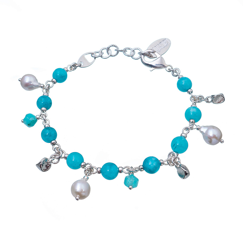 Изображение товара LANZEROTTI Браслет, Коллекция Atlantide, с амазонитом, жемчугом и агатом, цвет: Голубой, размер: 21