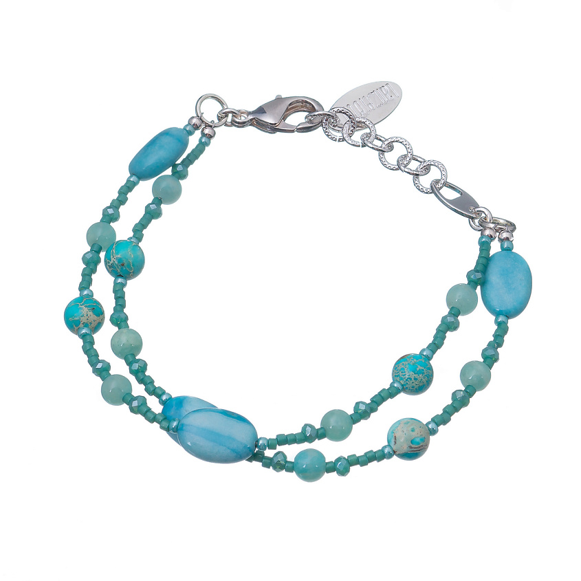 Изображение товара LANZEROTTI Браслет, Коллекция Atlantide, двойной, агат, яшма, амазонит, кристаллы, цвет: Голубой, размер: 20