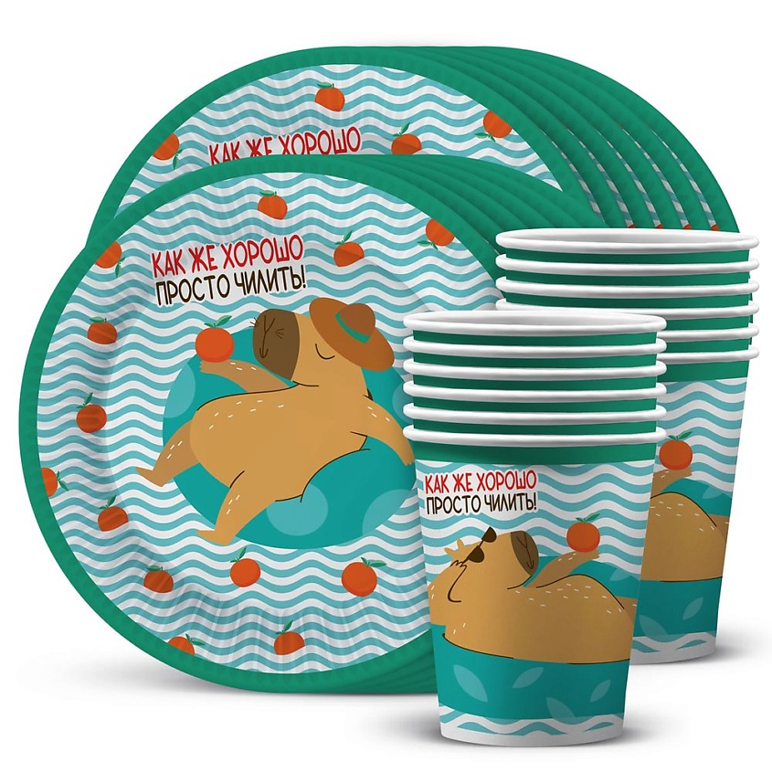 Изображение товара ND PLAY Набор посуды для праздника Капибара на чиле, 1 шт.