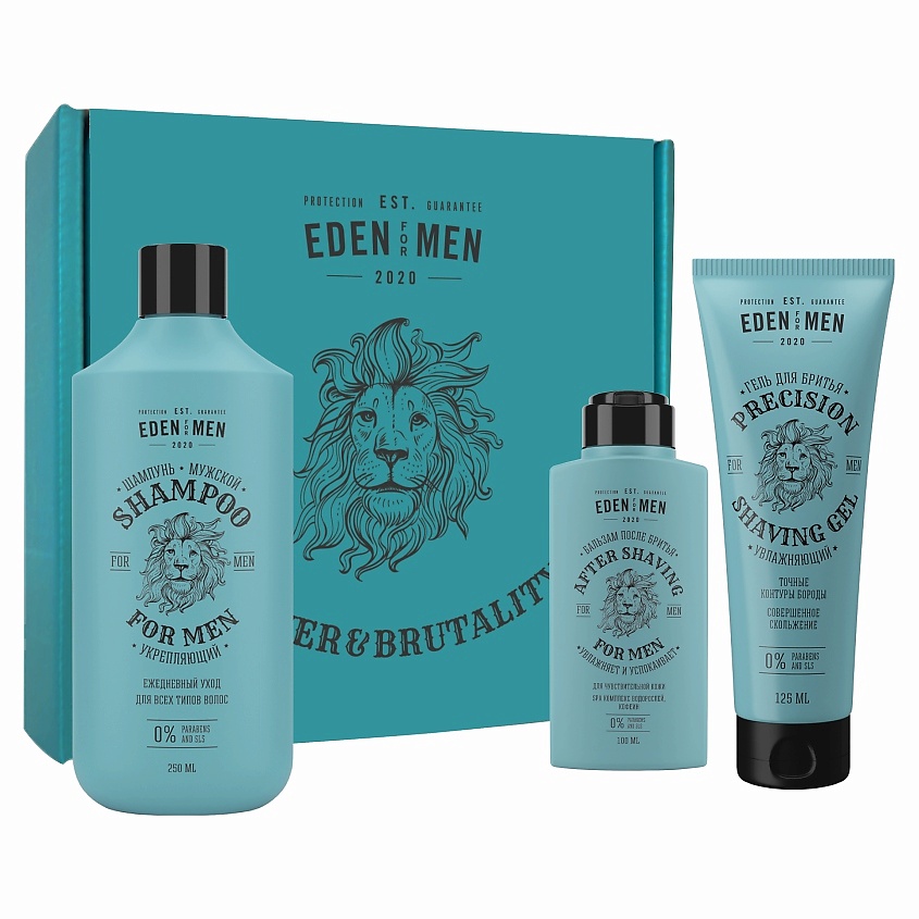 Изображение товара EDEN Подарочный набор Шампунь For men +гель для бритья For men +бальзам после бритья For men, 250мл+250мл+100мл