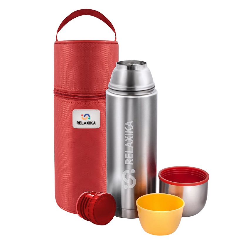 Изображение товара RELAXIKA Термос 1 литр для чая и кофе металлический, Серебряный