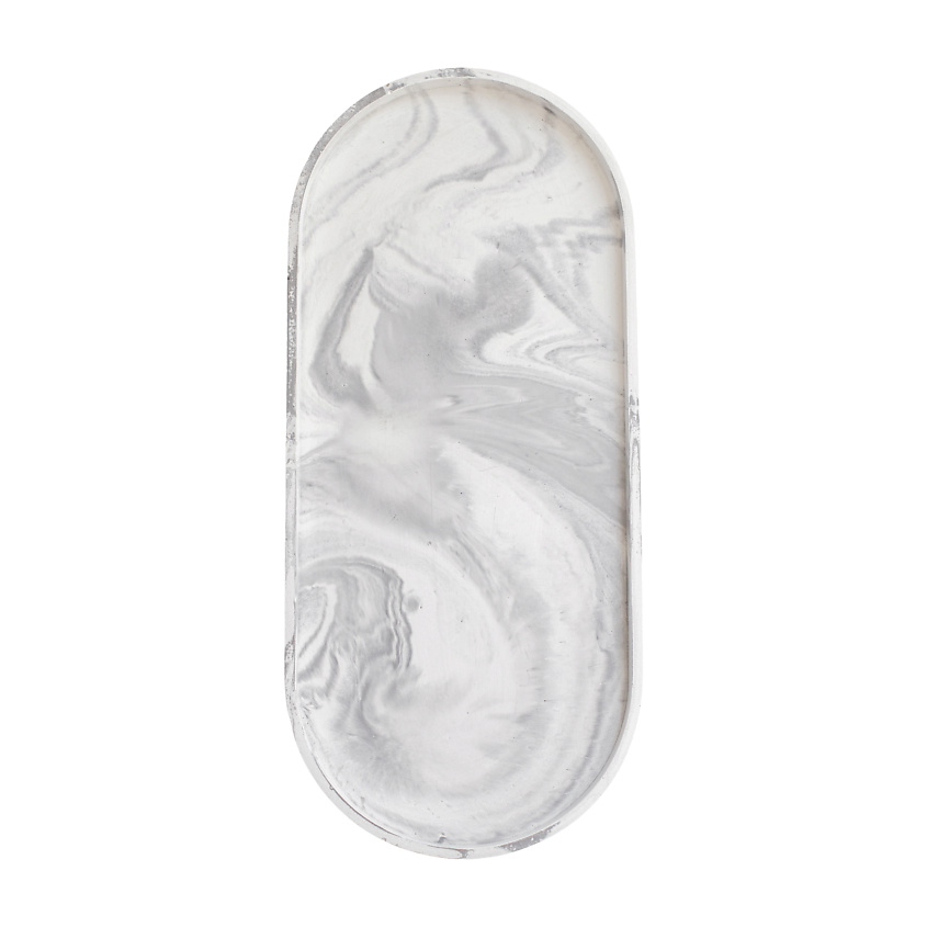 Изображение товара ROKKYHOME Поднос овальный декоративный, Цвет: серый мрамор.