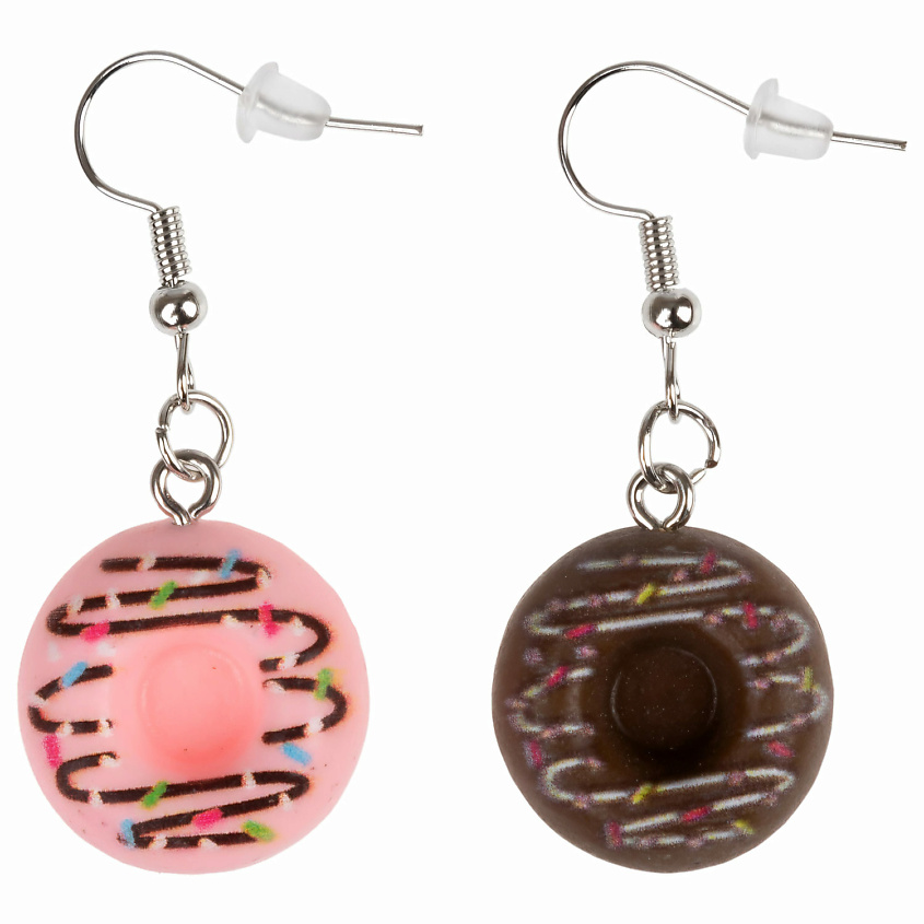 Изображение товара Lukky Серьги с подвеской пончик клубника и шоколад 1 шт стильный аксессуар