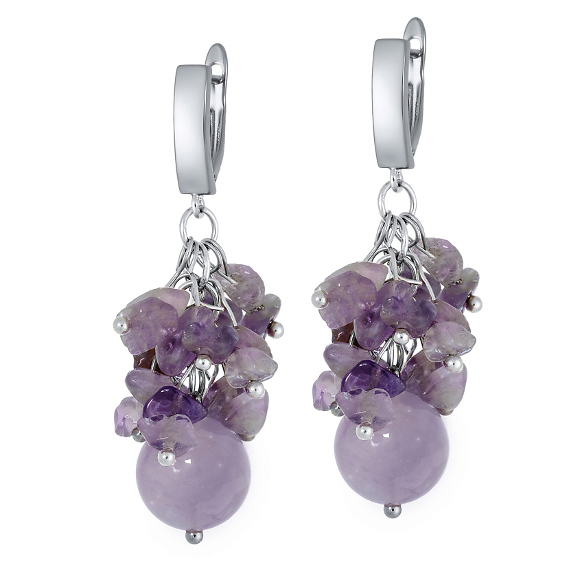 Изображение товара KOSHIKA Серьги Рококо из аметиста, Сиреневый, фиолетовый, серебряный