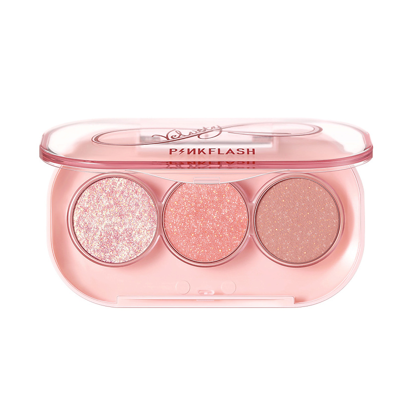 Изображение товара PINK FLASH Палетка теней для век, 3 цвета, №PK04, Клубничное молоко