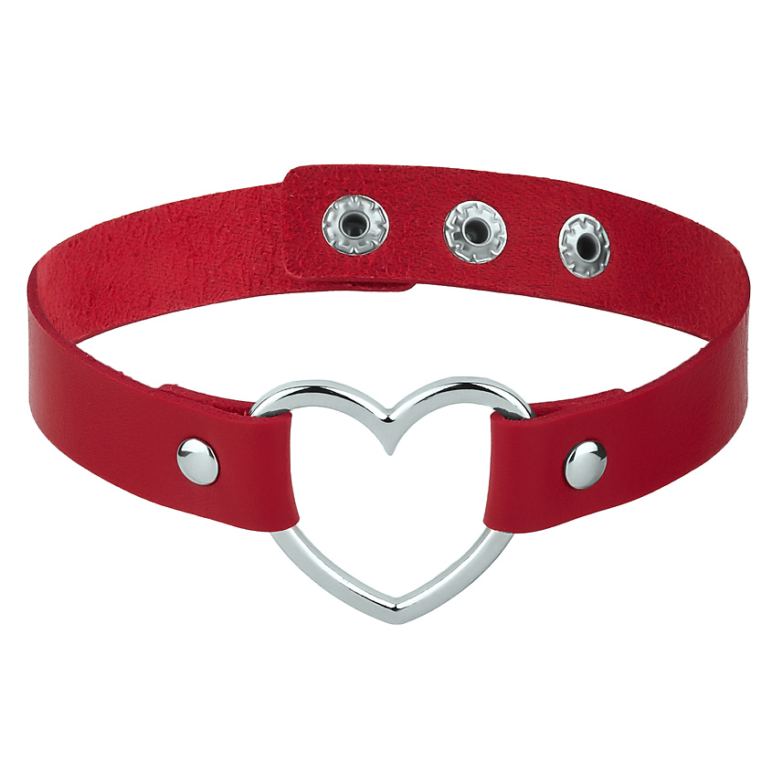 Изображение товара Стильный регулируемый женский чокер из экокожи с металлическим сердцем