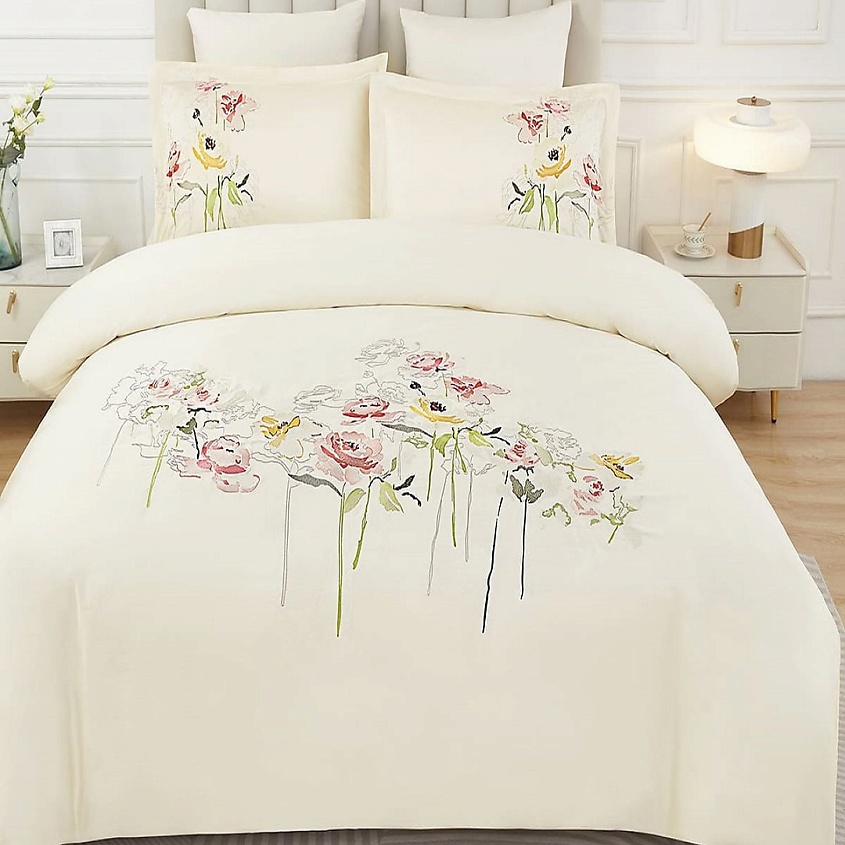 Изображение товара ARYA HOME COLLECTION Постельное Белье Deluxia Сатин с Вышивкой 2 Сп. 200x220 Melody, Бежевый