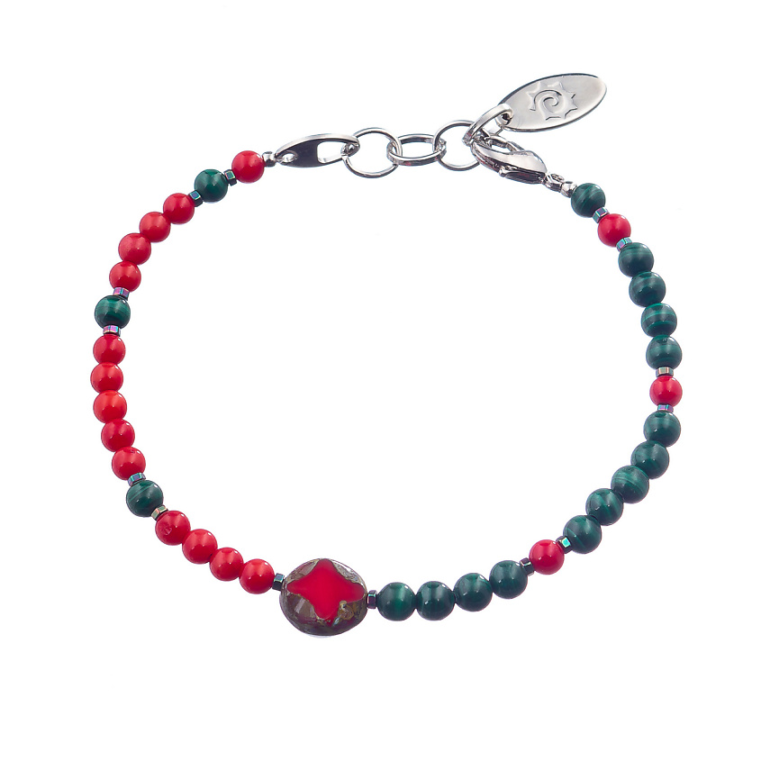 Изображение товара LANZEROTTI Браслет Crespino с кораллом, мурано и малахитом, цвет: Красный, размер: 19.5
