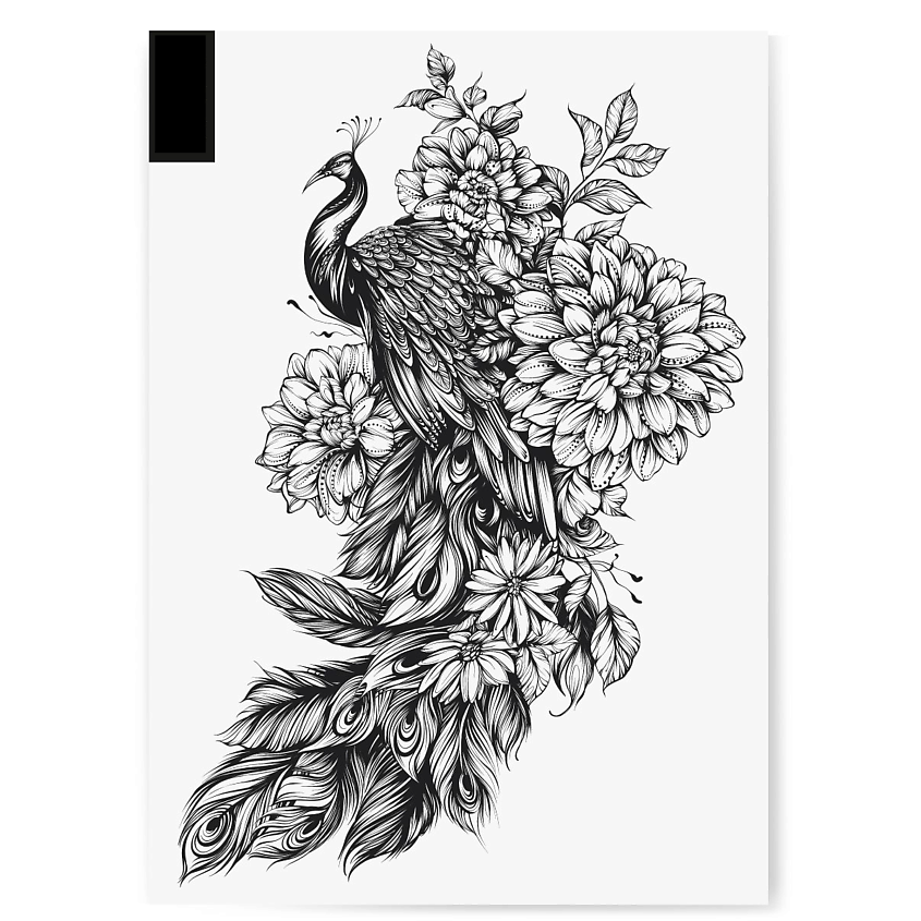 Изображение товара PRINT FACTORY Временная переводная татуировка Цветы, 1 шт.