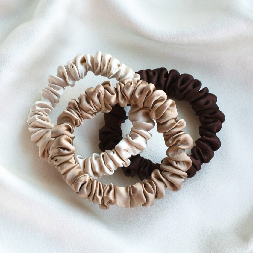 Изображение товара 8 HORAS OF SILK Набор из 3 шелковых резинок, Chocolate, Latte, Sand