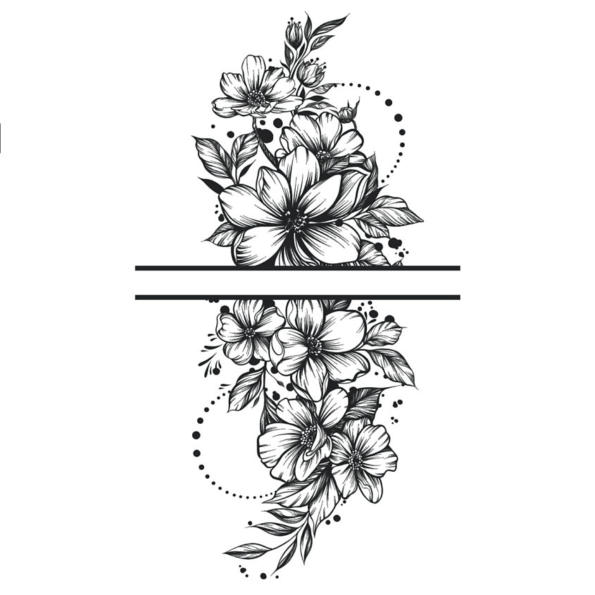 Изображение товара PRINT FACTORY Временная переводная татуировка Цветы, 1 шт.