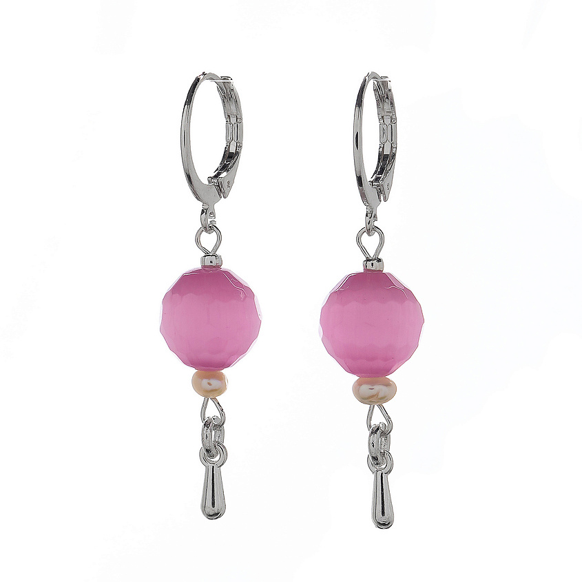 Изображение товара Женские серьги Ланцеротти Монро с кошачьим глазом и жемчугом серебро бижутерия