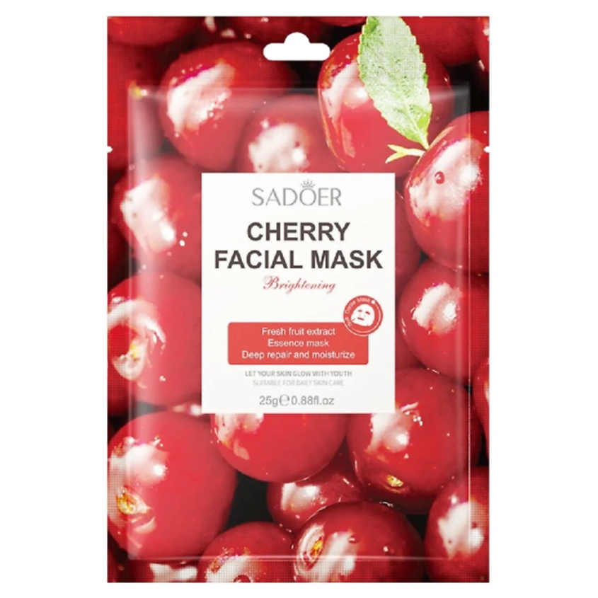 Изображение товара SADOER Тканевая маска для лица увлажняющая и восстанавливающая с экстрактом вишни, 25 гр