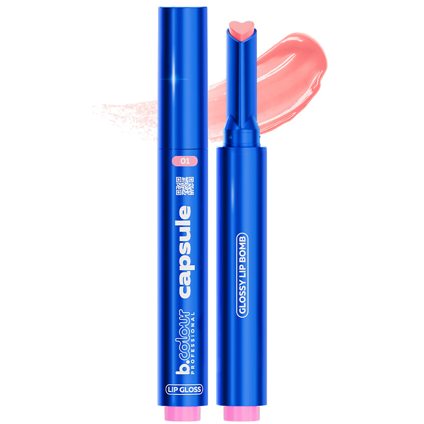 Изображение товара B.COLOUR PROFESSIONAL Блеск для губ розовый прозрачный увлажняющий CAPSULE, 01 Muse