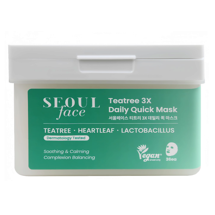 Изображение товара DERMAL Seoul Face Набор масок для лица с экстрактом чайного дерева 36шт, 36 шт.