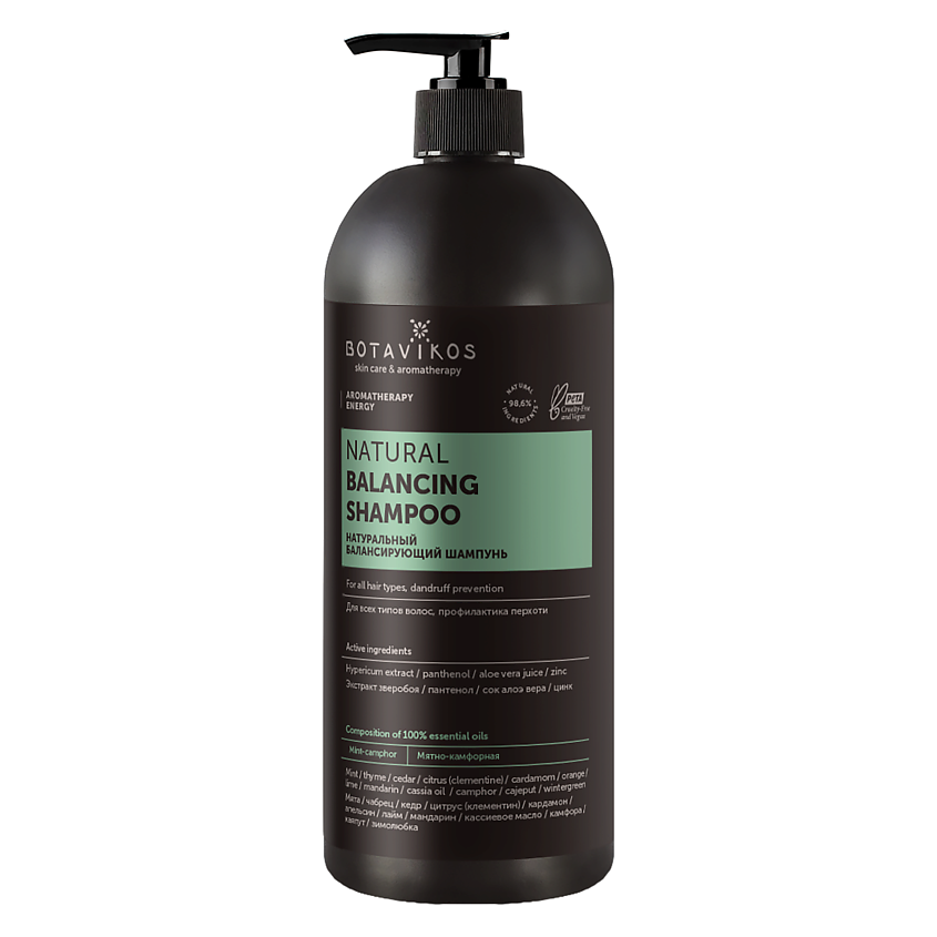 Изображение товара BOTAVIKOS Натуральный балансирующий шампунь Energy профилактика перхоти, 1000 мл