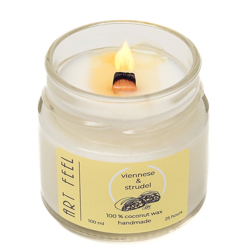Изображение товара ART FEEL Свеча ароматическая с деревянным фитилем "Венский штрудель", 100 мл.
