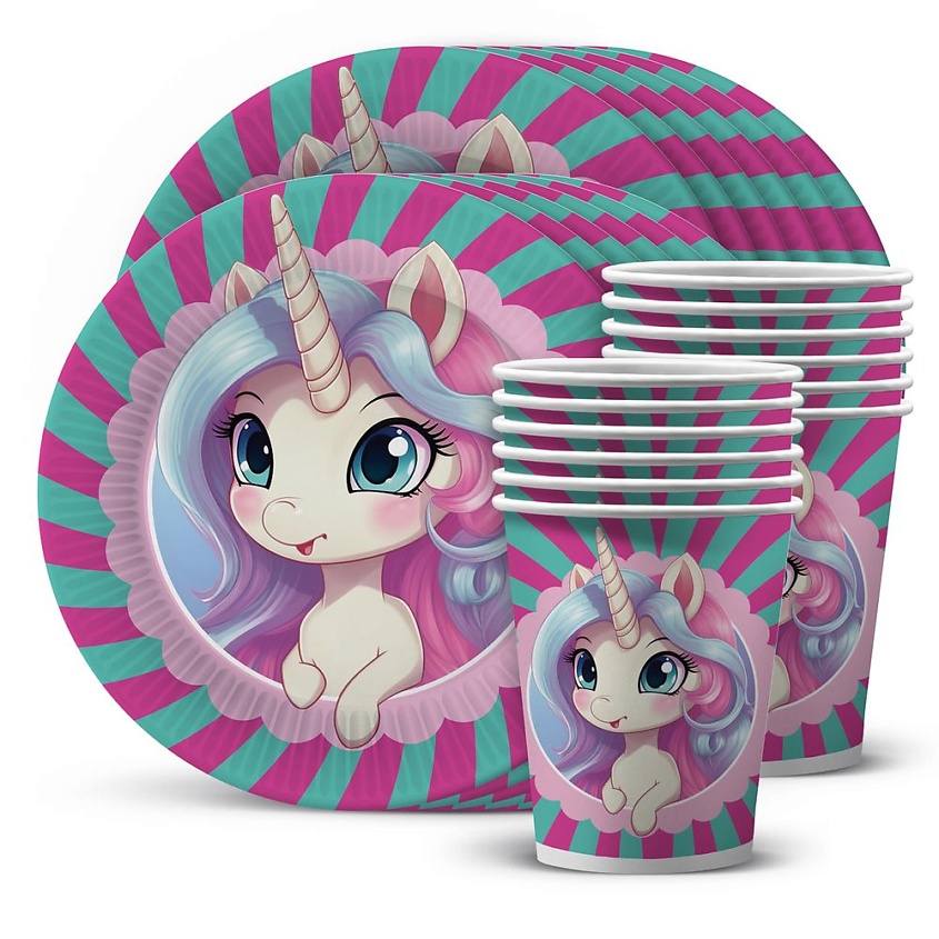 Изображение товара ND PLAY Набор посуды для праздника Единорожка, 1 шт.
