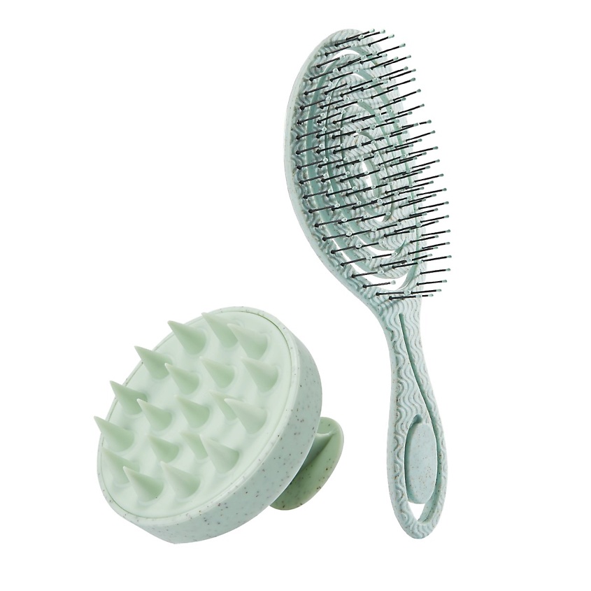 Изображение товара Комплект расческа и щетка для волос CHELAY, массажная, для женщин, зеленый