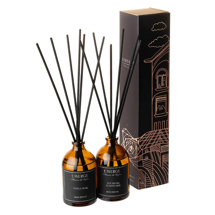 Изображение товара EMERGE Набор 2 диффузора ароматических (Мускус-Ваниль и Макадамия-Миндаль), 2 шт