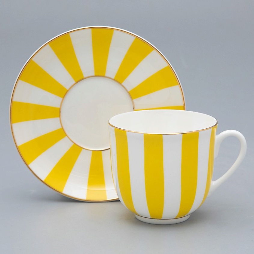 Изображение товара ИМПЕРАТОРСКИЙ ФАРФОРОВЫЙ ЗАВОД Чашка с блюдцем кофейная "Да и Нет", Желтый