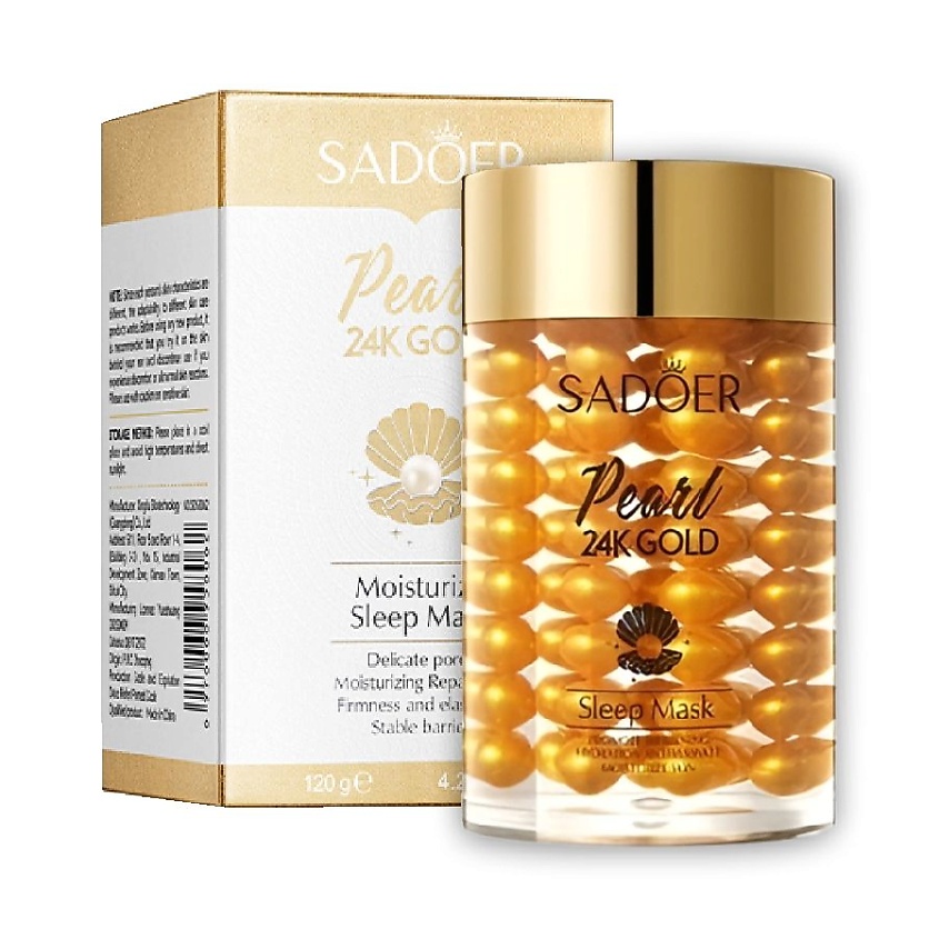Изображение товара SADOER Маска для лица гелевая ночная увлажняющая и восстанавливающая с золотом 24 карата, 120 гр