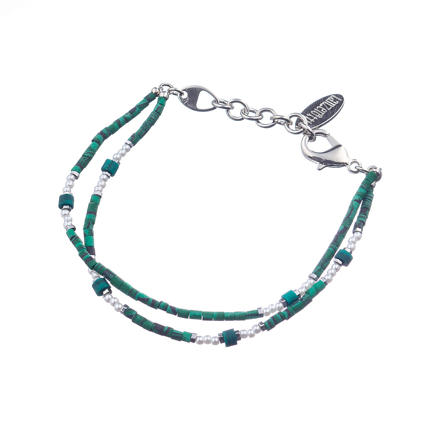 Изображение товара Браслет Crespino двойной с малахитом и жемчугом Lanzerotti женский зелёный
