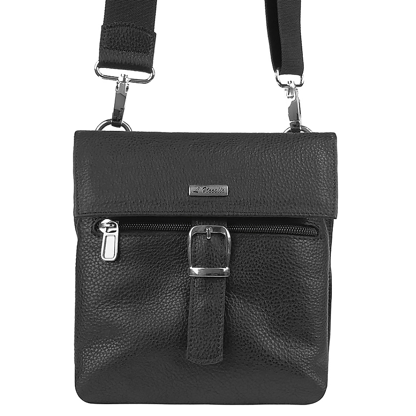 Изображение товара L'UCCELLO Сумка мужская из натуральной кожи, Цвет: Черный; размер: 21x20x8