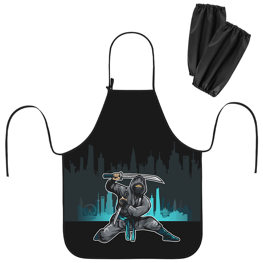 Изображение товара Фартук с нарукавниками ЮНЛАНДИЯ Black Ninja для детей водоотталкивающий набор