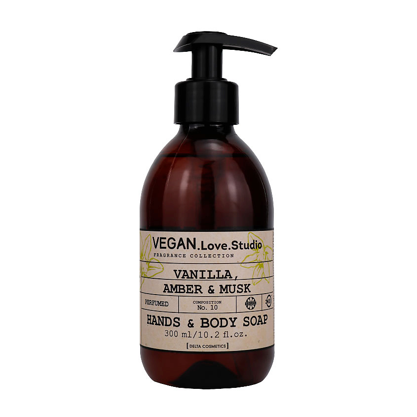 Изображение товара VEGAN.LOVE.STUDIO Парфюмированное мыло для рук и тела ваниль амбра мускус без SLЕS, SLS и красителей, 300 мл