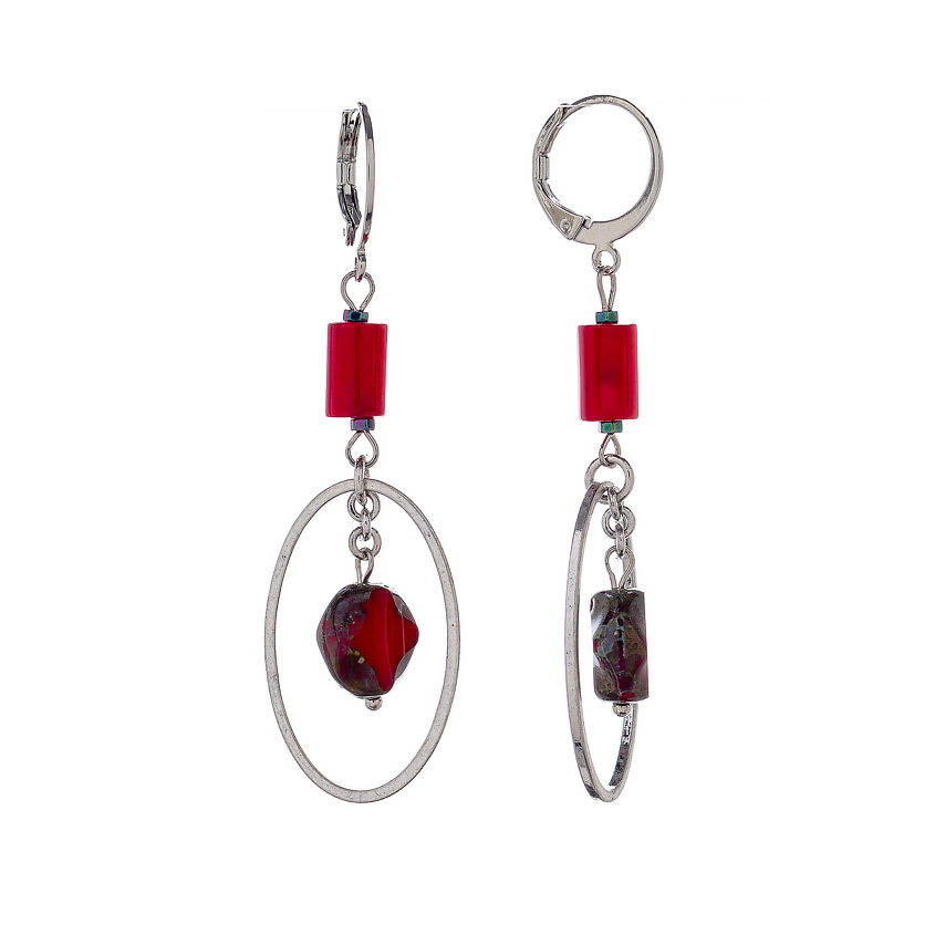 Изображение товара Серьги Crespino с мурано и кораллом от Lanzerotti, яркий дизайн, женские