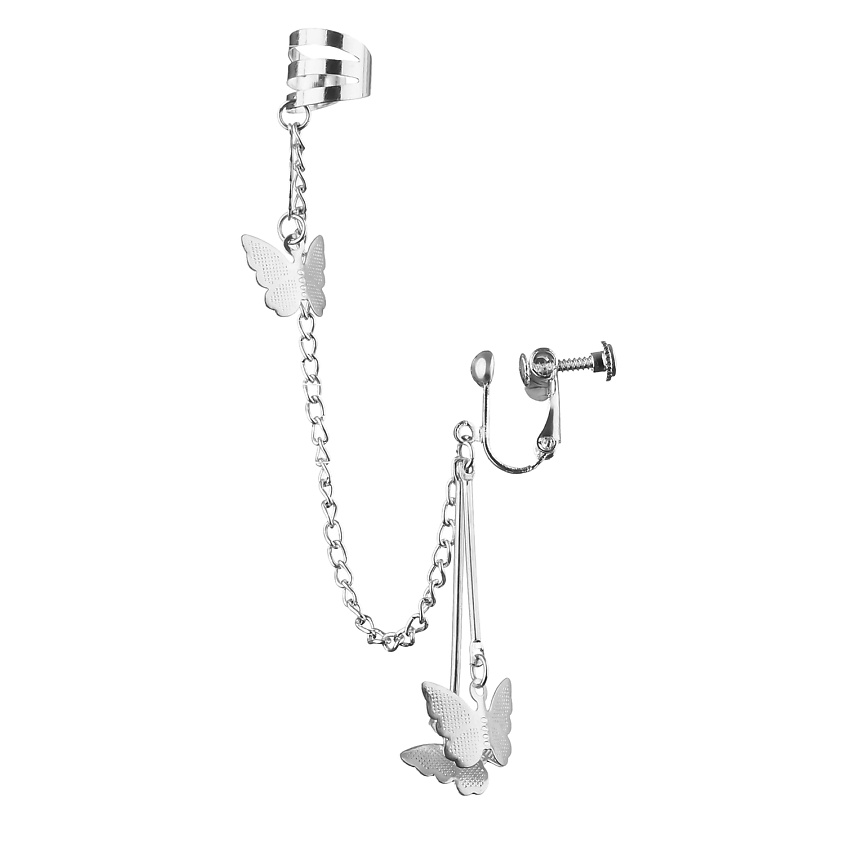 Изображение товара MERSADA Серьга кафф "Эффект бабочки", Серебряный