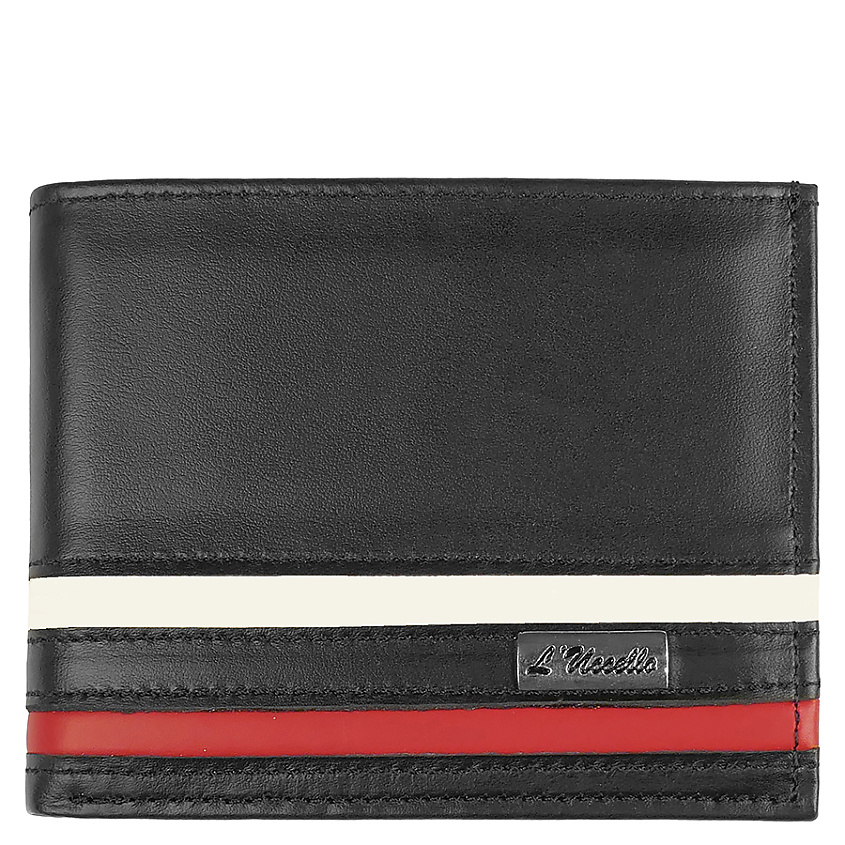 Изображение товара Мужской кожаный кошелек из натуральной кожи черный 12x10x3