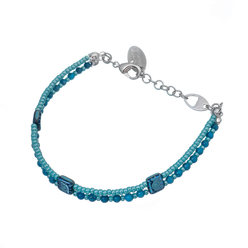 Изображение товара LANZEROTTI Браслет, Коллекция Atlantide, двойной, с бирюзой, кристаллами и мурано, цвет: Голубой, размер: 20.5