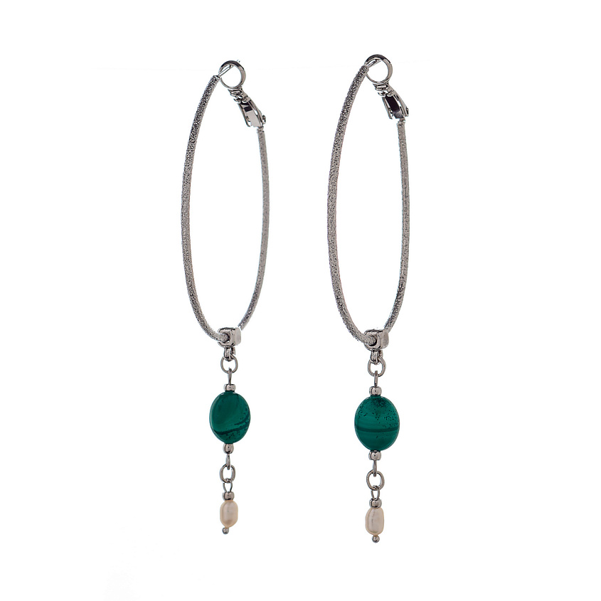 Изображение товара LANZEROTTI Серьги Crespino с малахитом и жемчугом, Зеленый