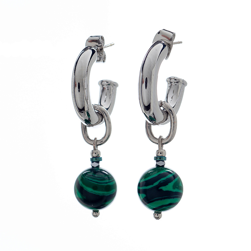 Изображение товара Серьги Crespino из бижутерного сплава с малахитом и кристаллами Lanzerotti