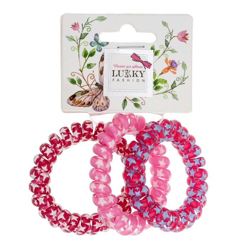 Изображение товара LUKKY Набор резинок для волос Спираль, Красный