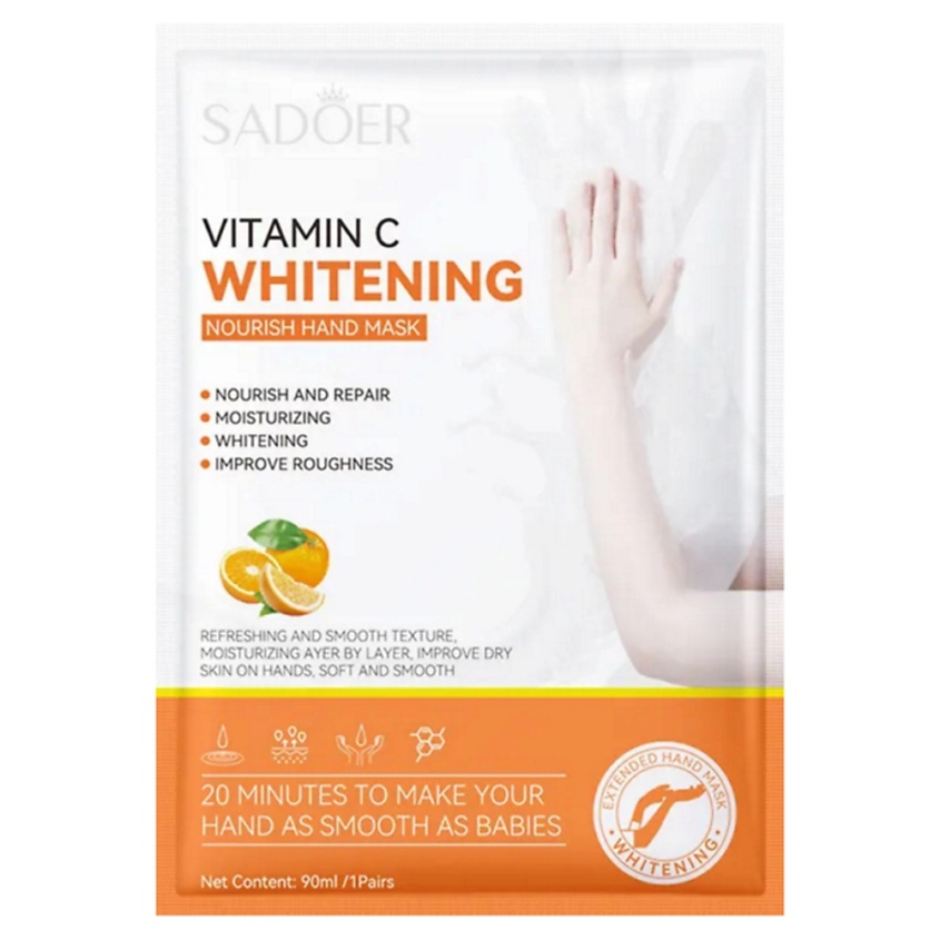 Изображение товара SADOER Тканевая маска для рук увлажняющая и выравнивающая тон кожи с витамином С, 90 мл