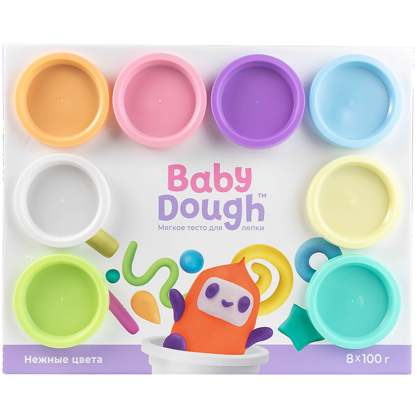 Изображение товара BABY DOUGH Тесто для лепки, набор 8 цветов, пастельные. Для малышей 1+, Розовый