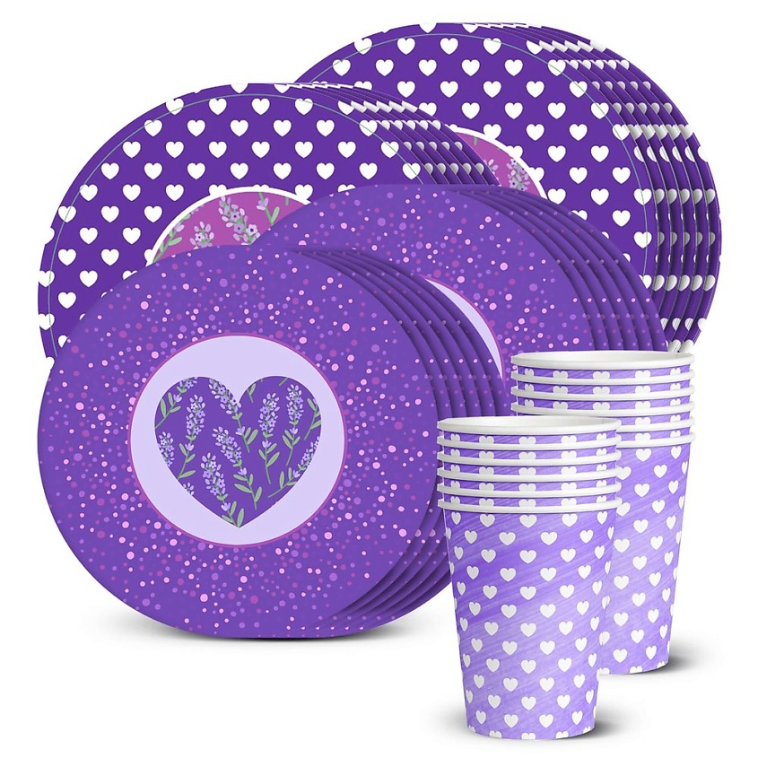 Изображение товара ND PLAY Набор посуды для праздника Лавандовое сердце, 1 шт.
