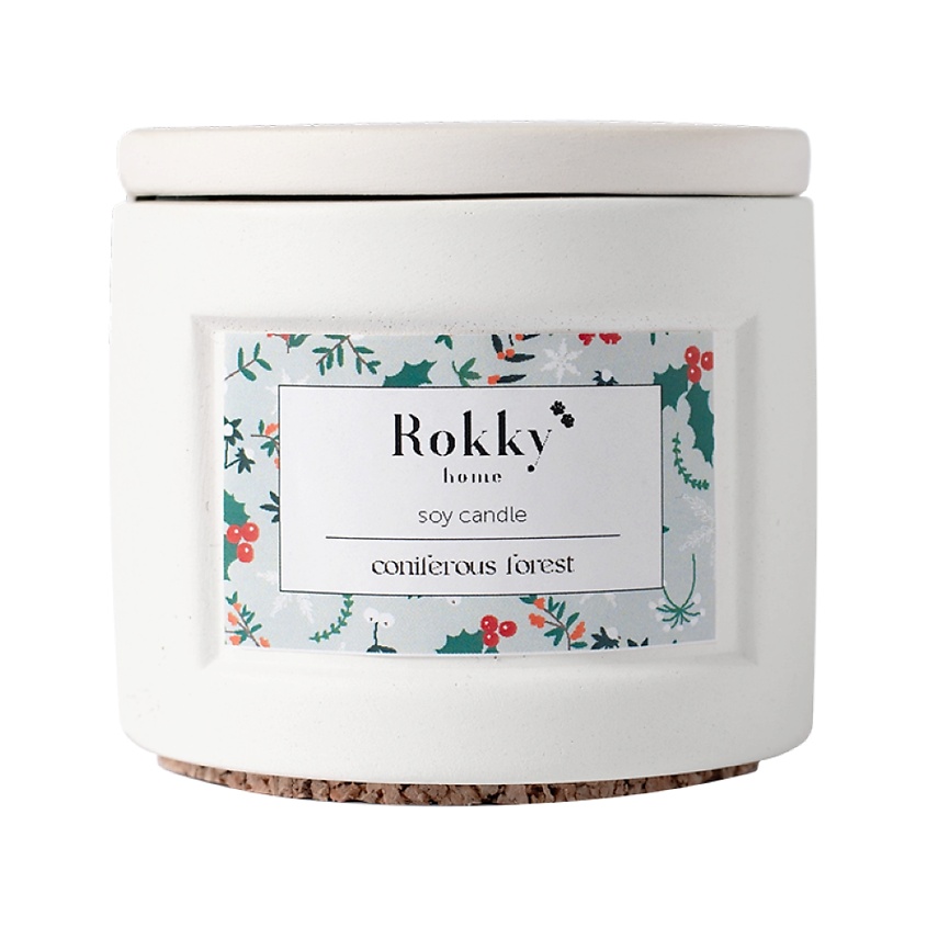Изображение товара ROKKYHOME Ароматическая свеча "Хвойный лес" с деревянным фитилем, 125 мл
