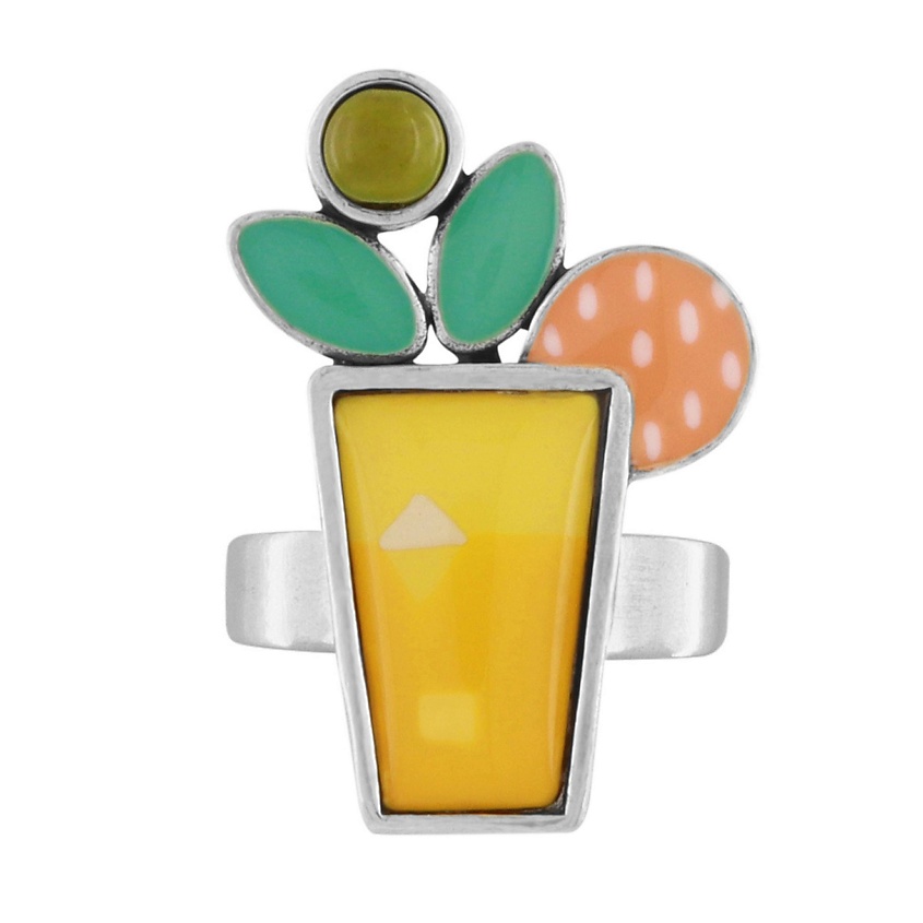 Изображение товара TARATATA Кольцо Cocktail, разъемное, с цветной смолой и бусинами, размер: 18