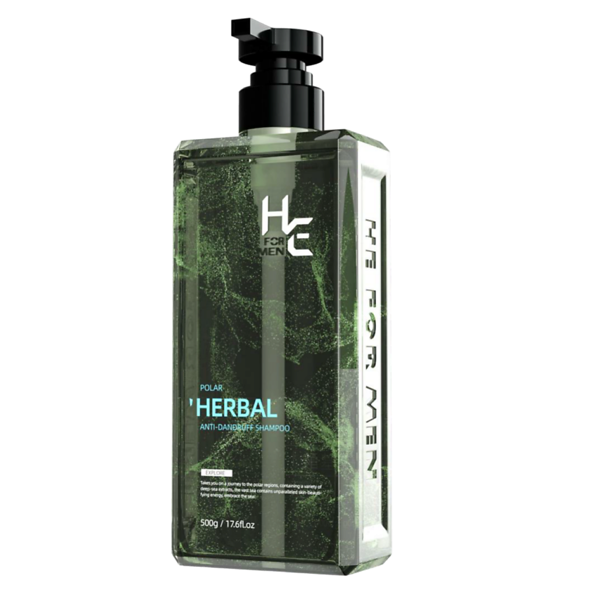 Изображение товара HE FOR MEN ШАМПУНЬ мужской против перхоти НЕ HERBAL Polar полярный лес, 500 г