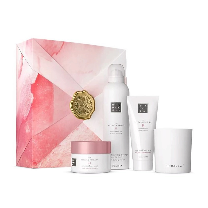 Изображение товара RITUALS... The Ritual of Sakura Набор: Гель для душа + Скраб + Крем для тела + Ароматическая свеча, 200 мл + 125 мл +100 мл + 140 г